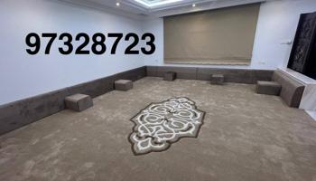 إعلان عن تنجيد وتفصيل كنب ديوانيات مساند وكل الستاير وسجاد قص