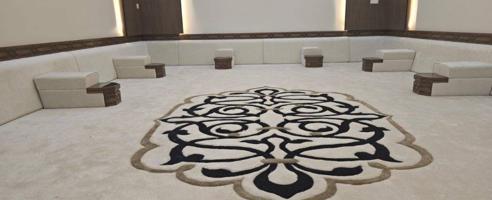 إعلان عن تفصال مساند و مراكي +تركيب سجاد ساده مشجر قص بالمتر